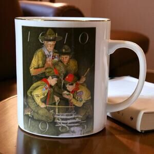 Vintage Boy Scout 75th Anniversary Coffee Mug 1984 Ceramic Joseph Csatari